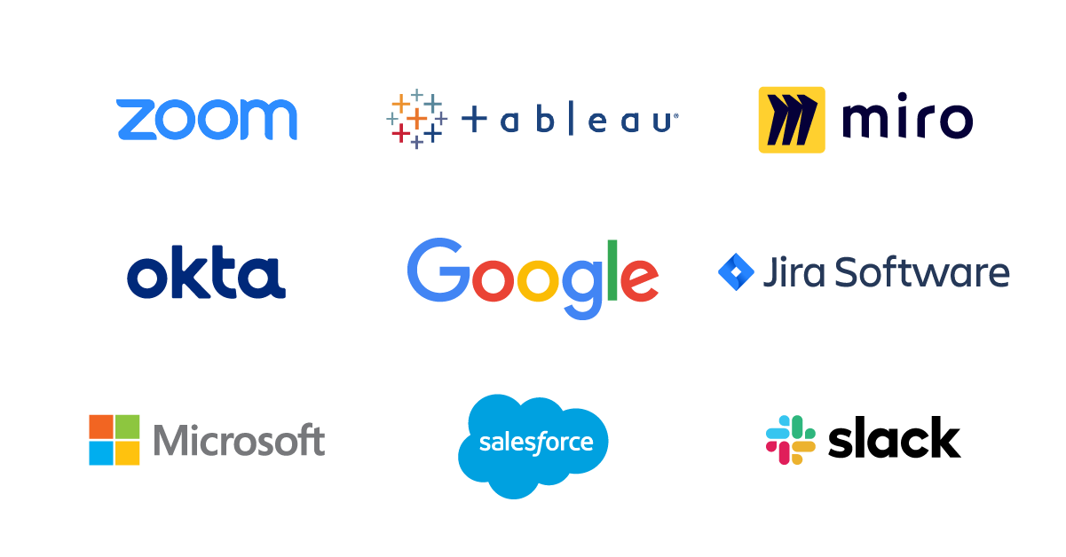 Smartsheet Integrations - Zoom, Tableau, Okta, Miro, Google, Jira Software, Microsoft, Salesforce, Slack